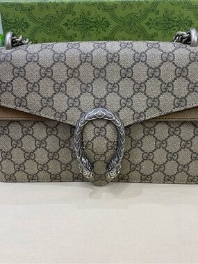 ♥️Gucci Beige Dark Brown Monogram Dionysus Medium Shoulder Bag ♥️